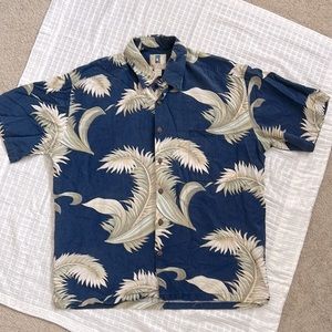 Kahala Blue Aloha Print Button Up Shirt